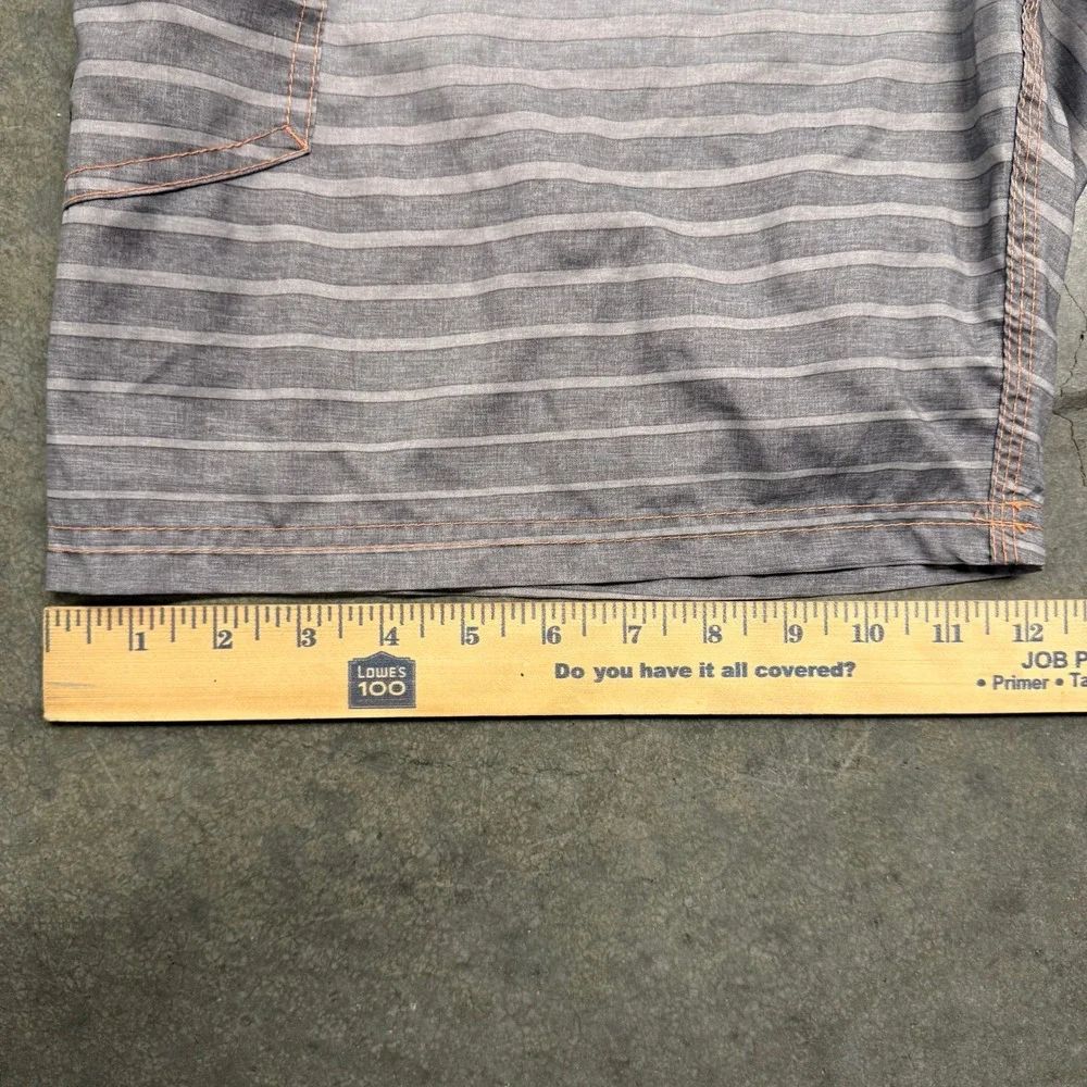 Hurley Buckle Mens Board Shorts Orange Grey Ombre Striped Swim Trunks Size 36